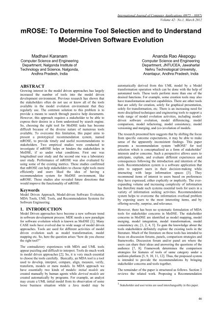 Mrose International Journal Of Computer Applications Ijca