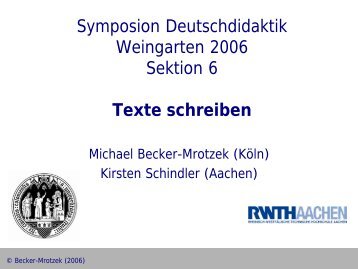 Texte schreiben - Symposion Deutschdidaktik