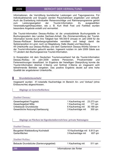 Bericht der Verwaltung 2009 - Dessau-Roßlau