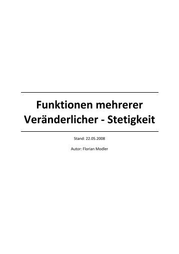 Funktionen mehrerer Veränderlicher - Stetigkeit