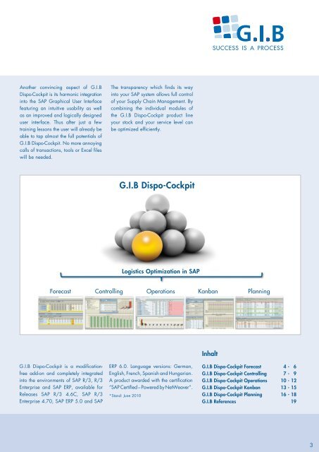 G.I.B Dispo-Cockpit Optimizing Logistic Processes in SAP