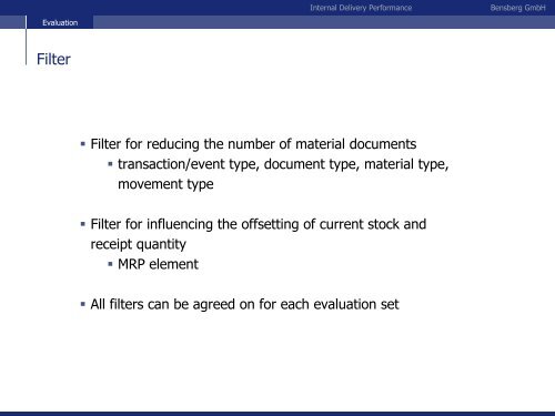 Bensberg GmbH Internal Delivery Performance