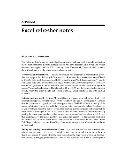 APPENDIX Excel