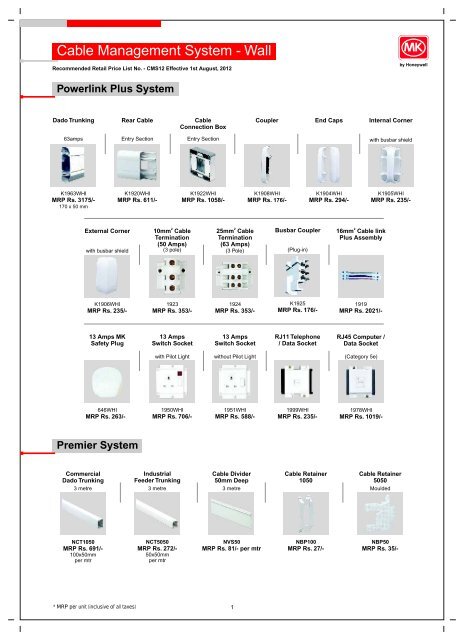 Cable Management Price List - MK Electric