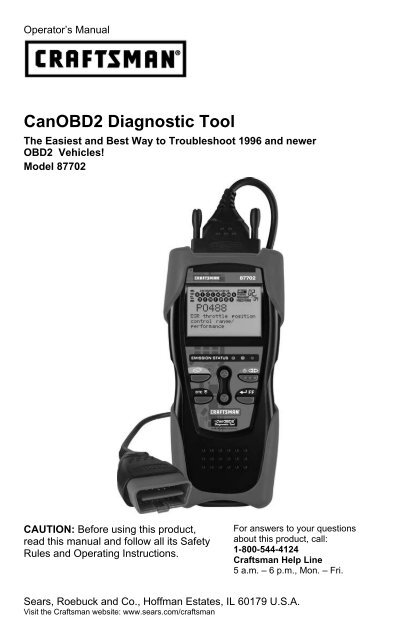 CanOBD2 Diagnostic Tool - Sears