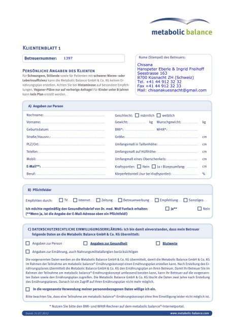Klienten-Formulare - Chisana