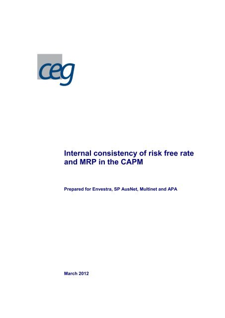 Internal consistency of risk free rate and MRP in the CAPM