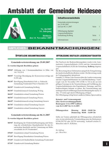 Amtsblatt der Gemeinde Heidesee AMTLICHES