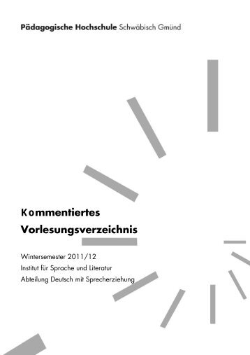 Kommentiertes Vorlesungsverzeichnis - Pädagogische Hochschule ...