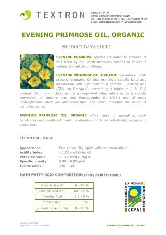 EVENING PRIMROSE OIL, ORGANIC - Brenntag Specialties, Inc.