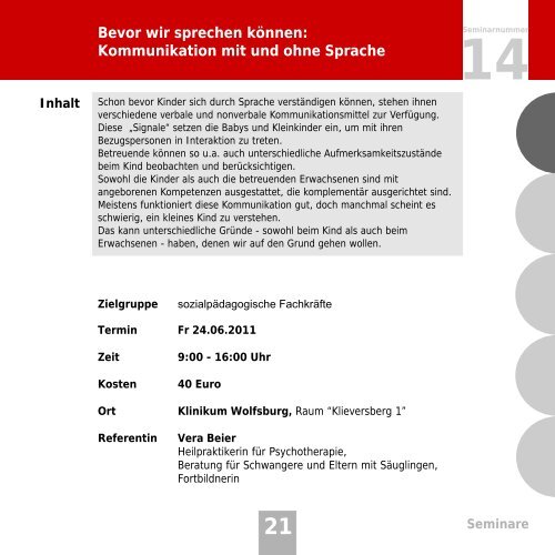 Seminarprogramm 2011.cdr - bei der Kita Fachberatung!