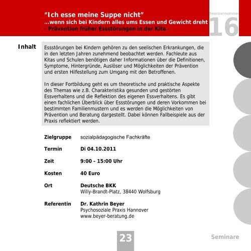 Seminarprogramm 2011.cdr - bei der Kita Fachberatung!