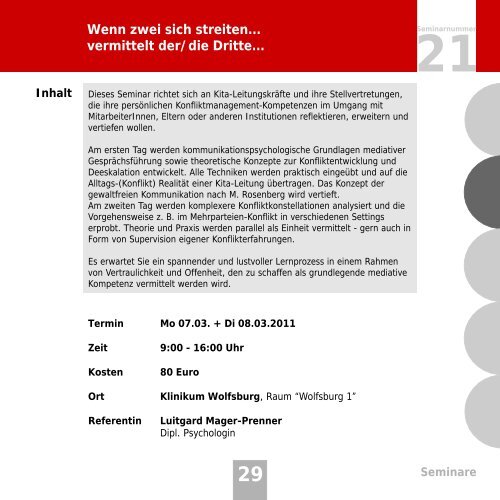 Seminarprogramm 2011.cdr - bei der Kita Fachberatung!