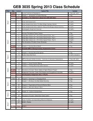 GEB3035 Effective Career Management- Lecture Schedule, all