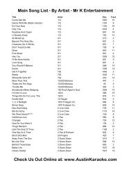 Song List by Song - Spellbound Music Entertainment