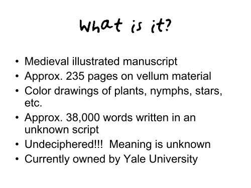 the Voynich Manuscript a mystery - Information Sciences Institute