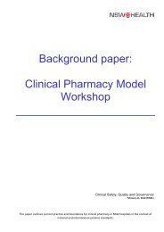Clinical Pharmacy Model Workshop - NSW Health