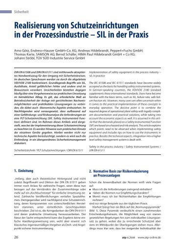 Realisierung von Schutzeinrichtungen in der ... - Endress+Hauser