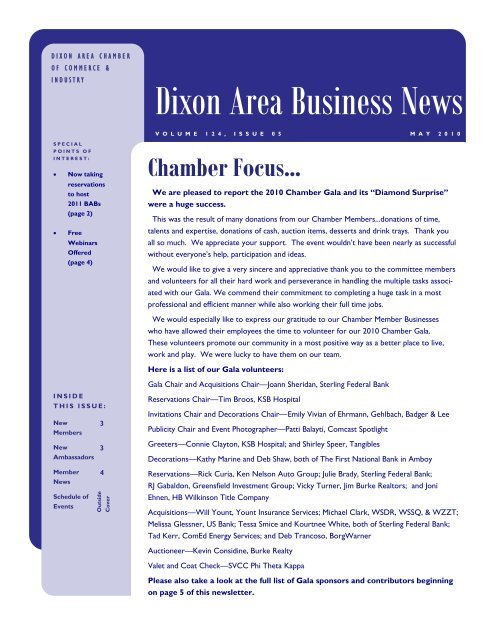 Dixon Area Business News - Dixon Area Chamber of Commerce
