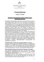 Zur Pressemitteilung (PDF) - Benedictus Krankenhaus Tutzing