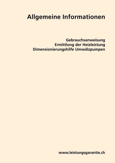 Leistungsgarantie Haustechnik - Bundesamt für Energie BFE