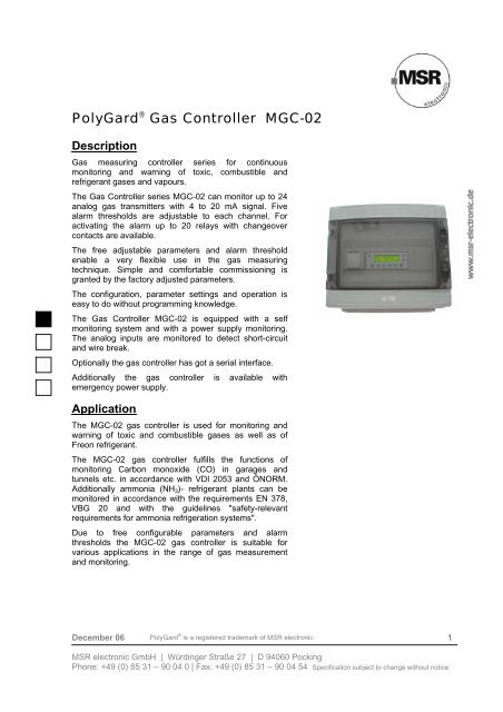 PolyGard® Gas Controller MGC-02 - Imbema Belgium