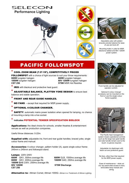 PACIFIC FOLLOWSPOT - Selecon