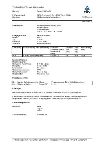 TEILEGUTACHTEN nach §19(3) StVZO Nummer 04 ... - Danspeed