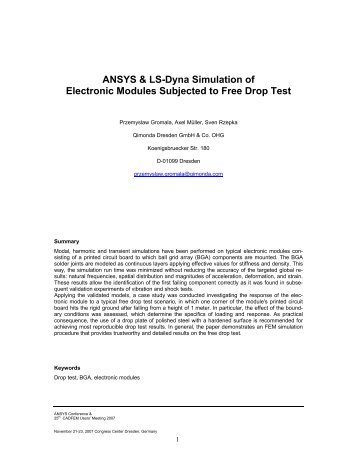 ANSYS & LS-Dyna Simulation of Electronic ... - CAD-FEM GmbH