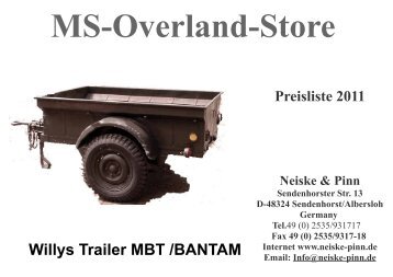 MS Overland Store Preisliste 2011 Neiske & Pinn Sendenhorster Str ...