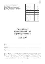 Probeklausur Systemdynamik und Regelungstechnik II 06.07.2012