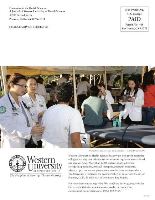 Humanism 2009 - Western University of Health Sciences