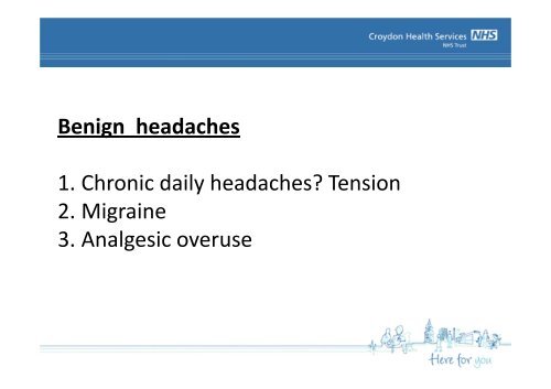 Neurology presentation 17 Nov 11 - Croydon Health Services NHS ...