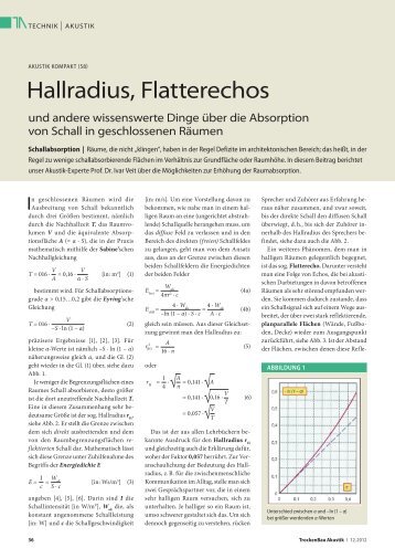 Hallradius, Flatterechos - TrockenBau Akustik