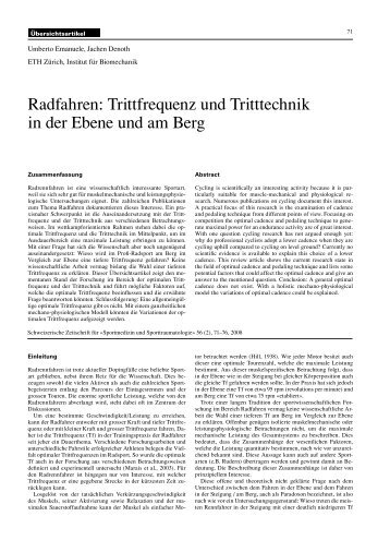 Radfahren: Trittfrequenz und Tritttechnik in der Ebene und ... - SSMS