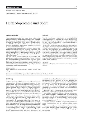 Hüftendoprothese und Sport - SGSM