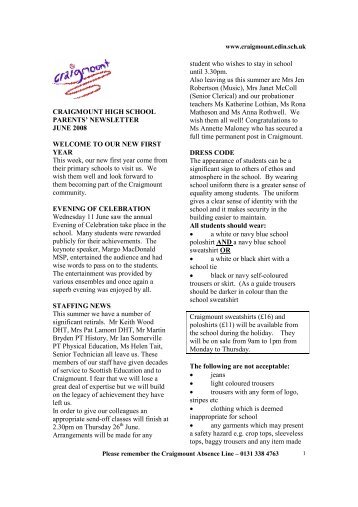 newsletter june 2008 - Craigmount High School