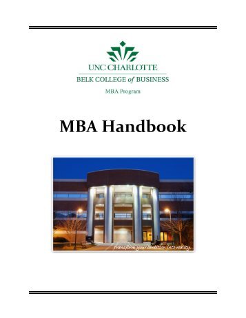 MBA Handbook - Master of Business Administration | UNC Charlotte