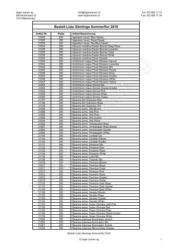 Bestelliste 2010 - Bigler Samen AG
