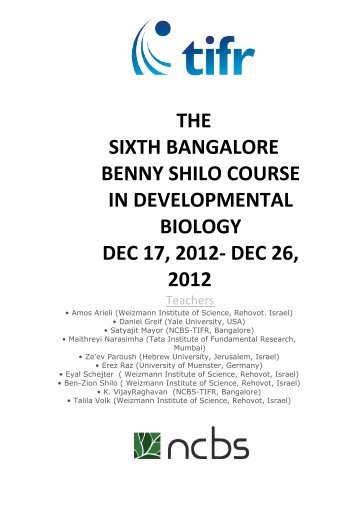 the sixth bangalore benny shilo course in developmental