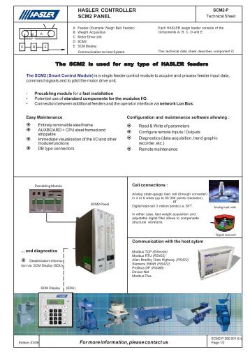 The SCM2 is used for any type of - Hasler International S.A.