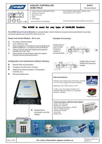 The SCM2 is used for any type of - Hasler International S.A.