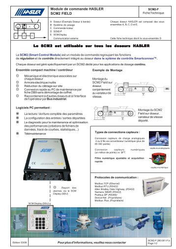 Le SCM2 est utilisable sur tous les doseurs - Hasler International S.A.