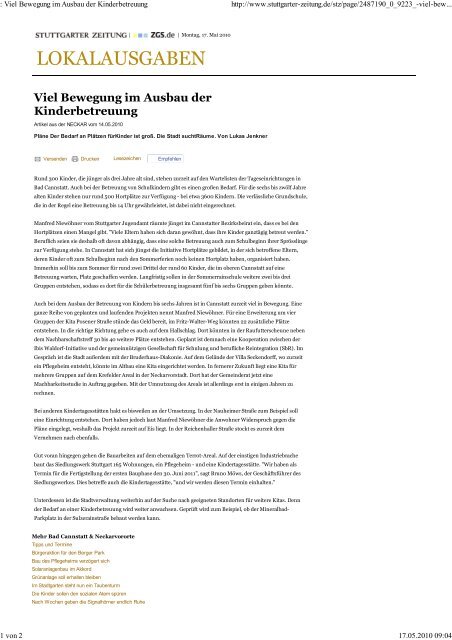 100514 Bedarf an Kinderbetreuung - Bad Cannstatt Portal