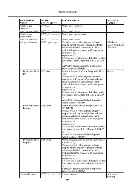 Herbal substances - Therapeutic Goods Administration