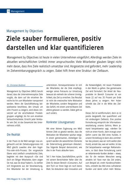 Ziele sauber formulieren, positiv darstellen und klar quantifizieren