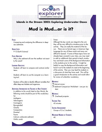 Mud Is Mud….Or is It? (10 pages - NOAA Ocean Explorer