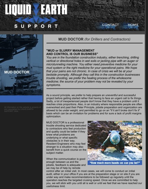 MUD DOCTOR MUD DOCTOR Liquid Earth Support