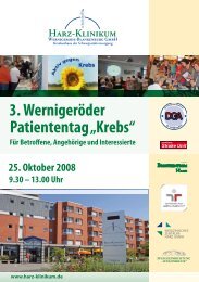 3. Wernigeröder Patiententag „Krebs“ - Harz-Klinikum Wernigerode ...