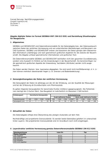 (SN 612 020) und Darstellung Situationsplan f - Cavigelli Ingenieure ...